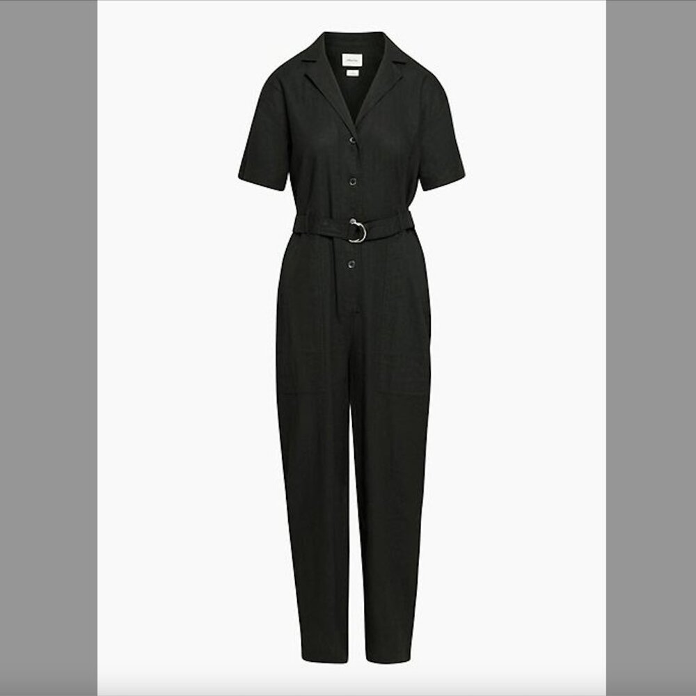 Aritzia Wilfred Free Mist Linen Jumpsuit | Black Jumpsuit | Size L | Linen Blend